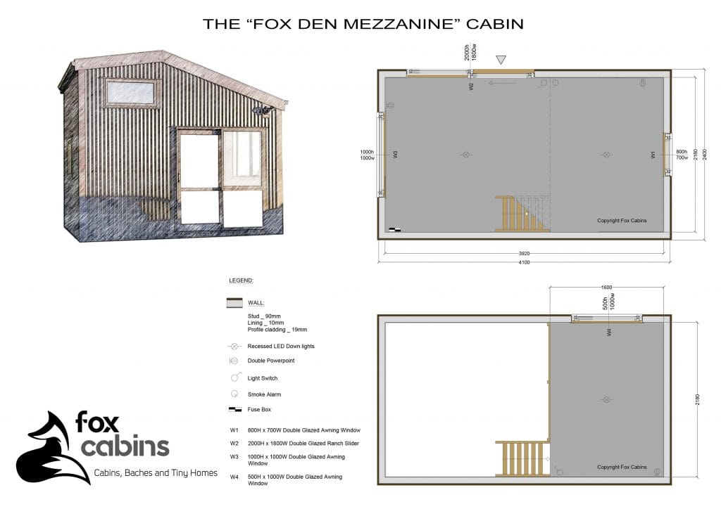 Fox Den Mezzanine Cabin Plan