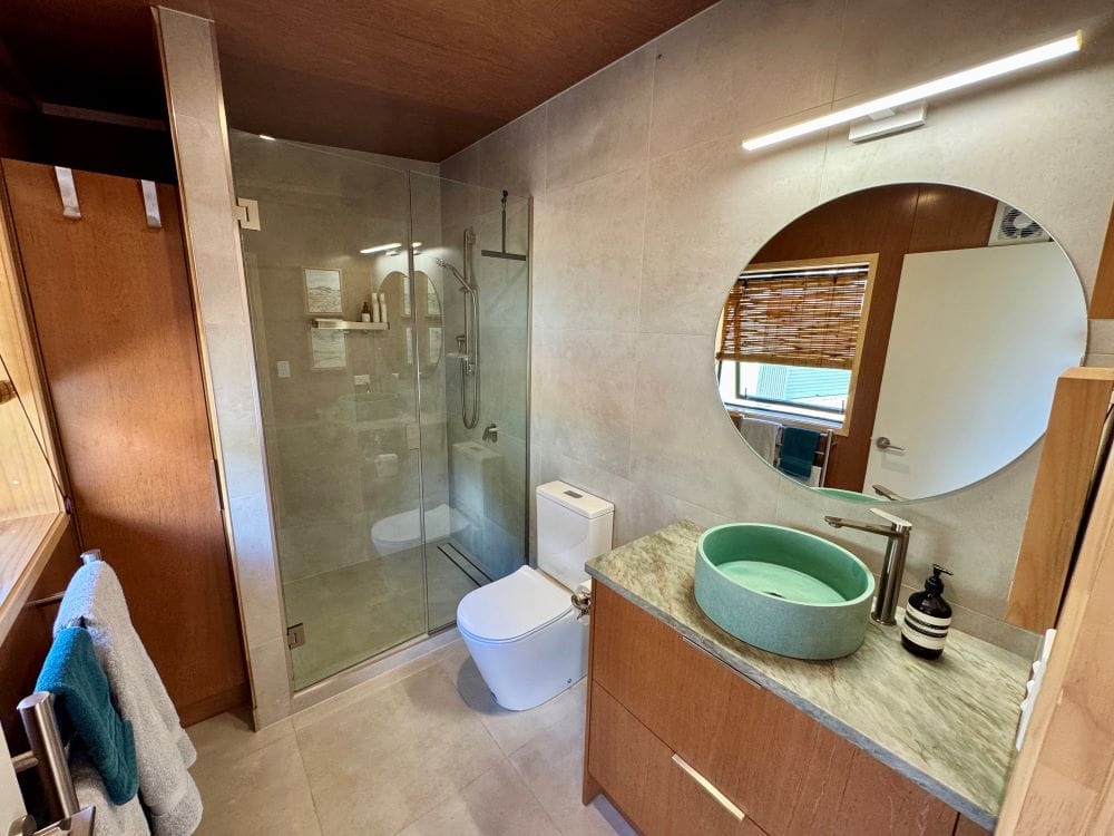 Bathroom, The Bach Two Bedroom Modular Home by Fox Cabins