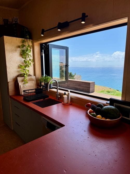 View from the Kitchen window, The Bach Prefabricated Two Bedroom 60m2 Home by Fox Cabins
